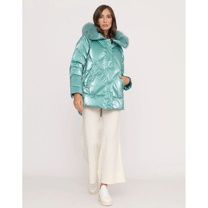Light Blue Polyester Women Jacket