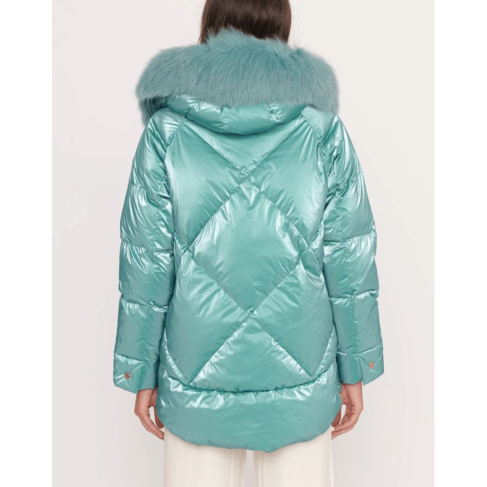 Light Blue Polyester Women Jacket