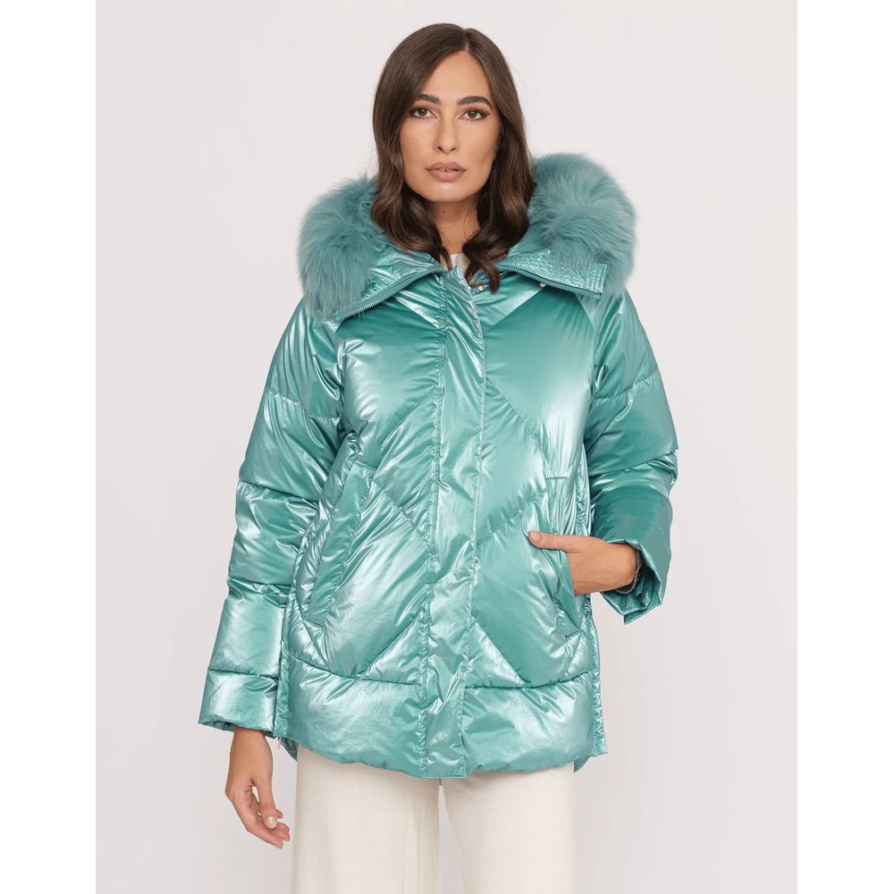 Light Blue Polyester Women Jacket