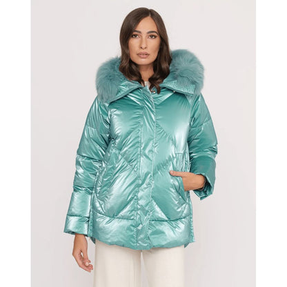 Light Blue Polyester Women Jacket