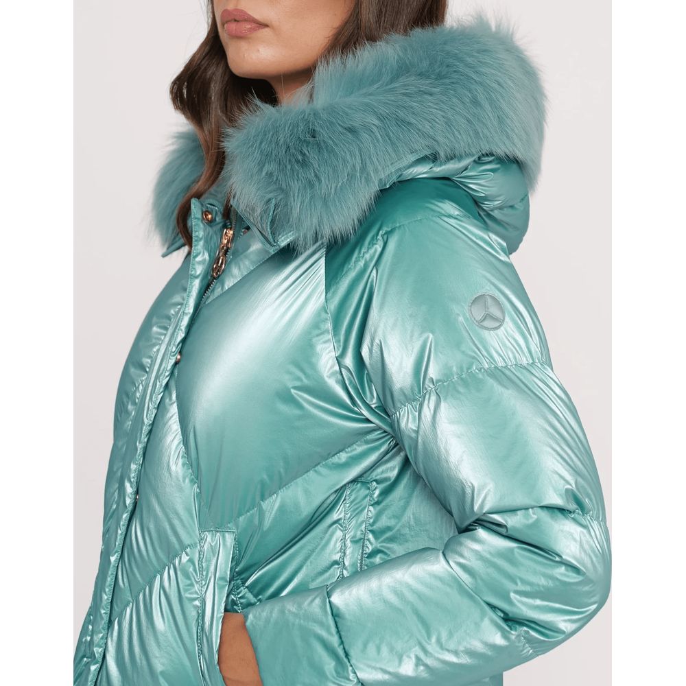 Light Blue Polyester Women Jacket
