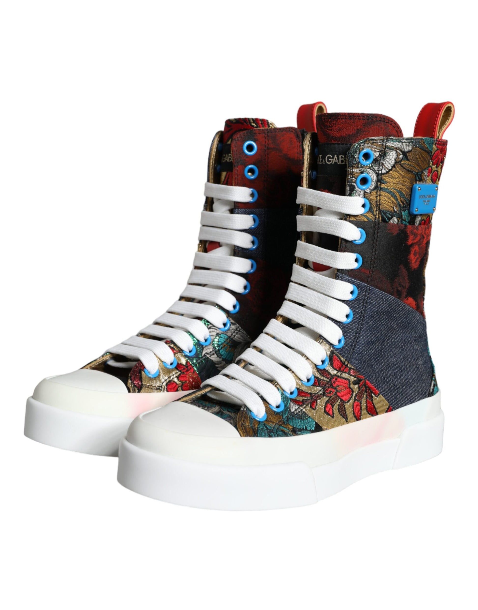 Mehrfarbige High-Top-Sneakers mit Patchwork-Logo