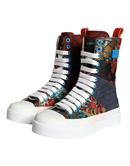 Mehrfarbige High-Top-Sneakers mit Patchwork-Logo