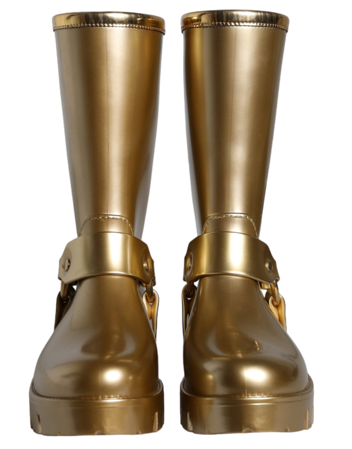 Gummistiefel aus PVC in Metallic-Gold