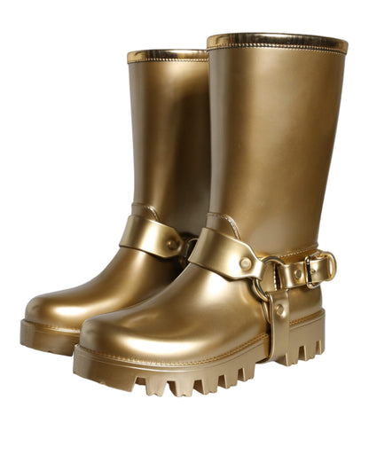 Gummistiefel aus PVC in Metallic-Gold
