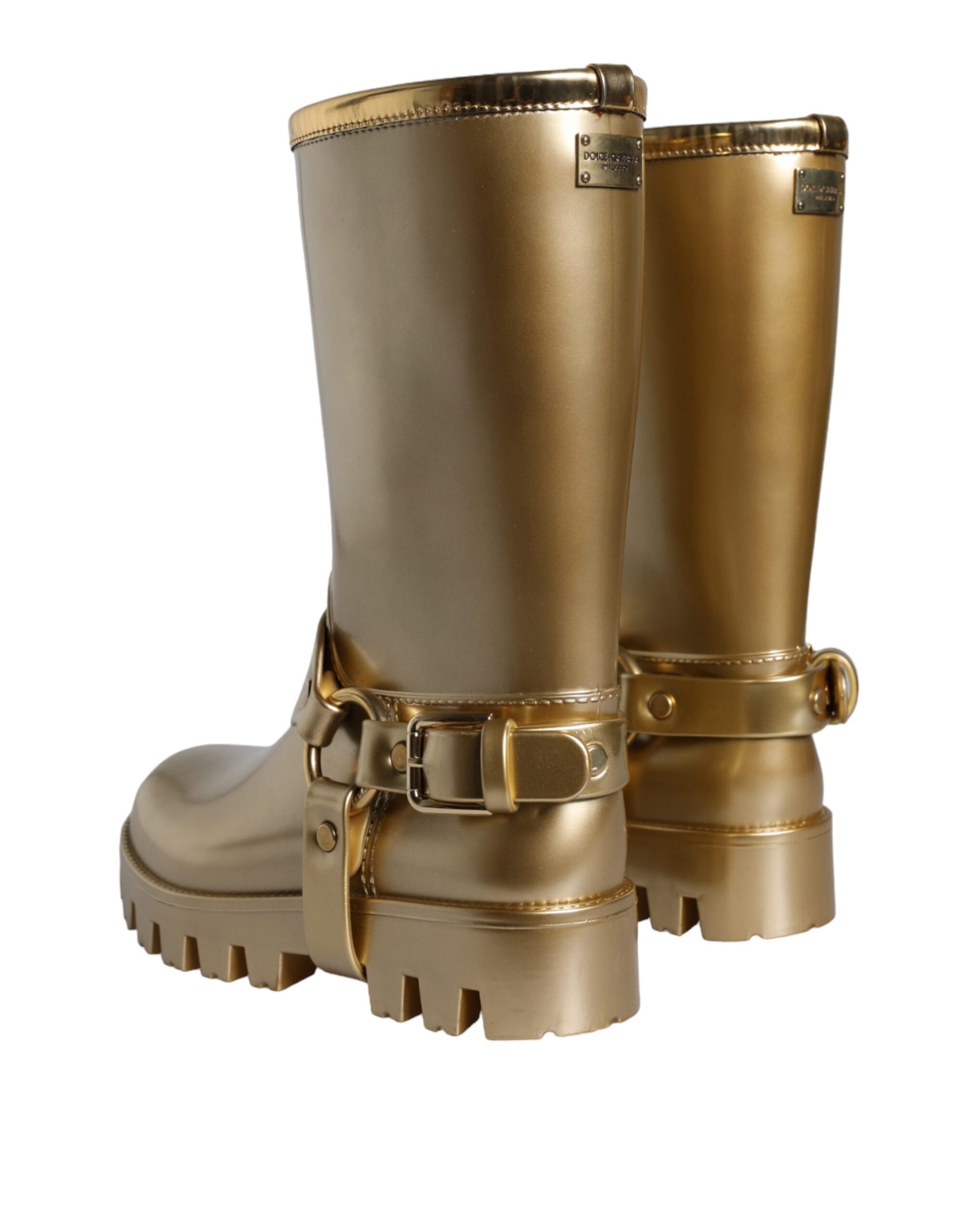 Gummistiefel aus PVC in Metallic-Gold