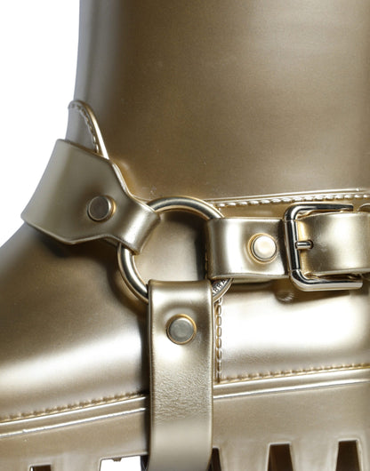 Gummistiefel aus PVC in Metallic-Gold