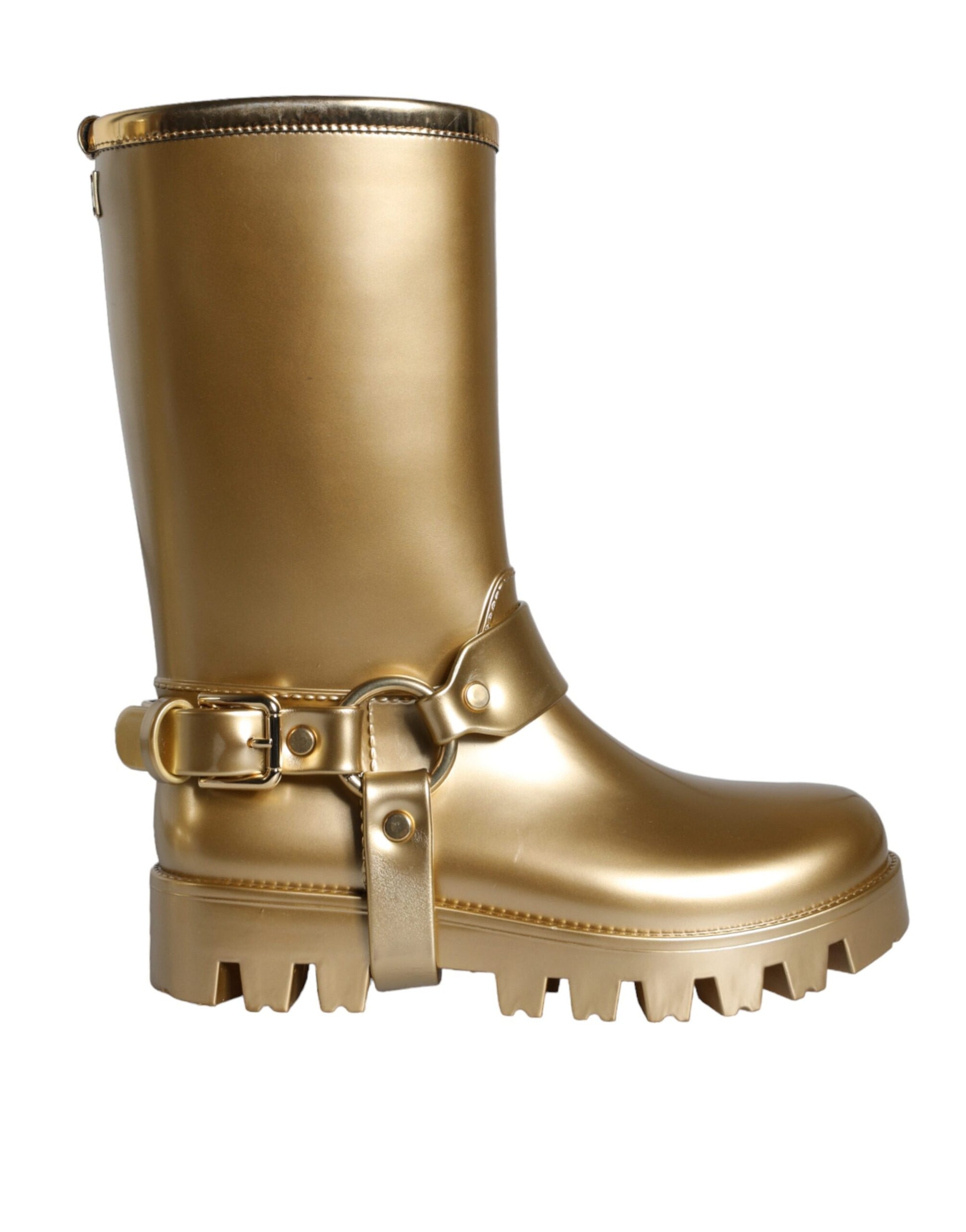 Gummistiefel aus PVC in Metallic-Gold