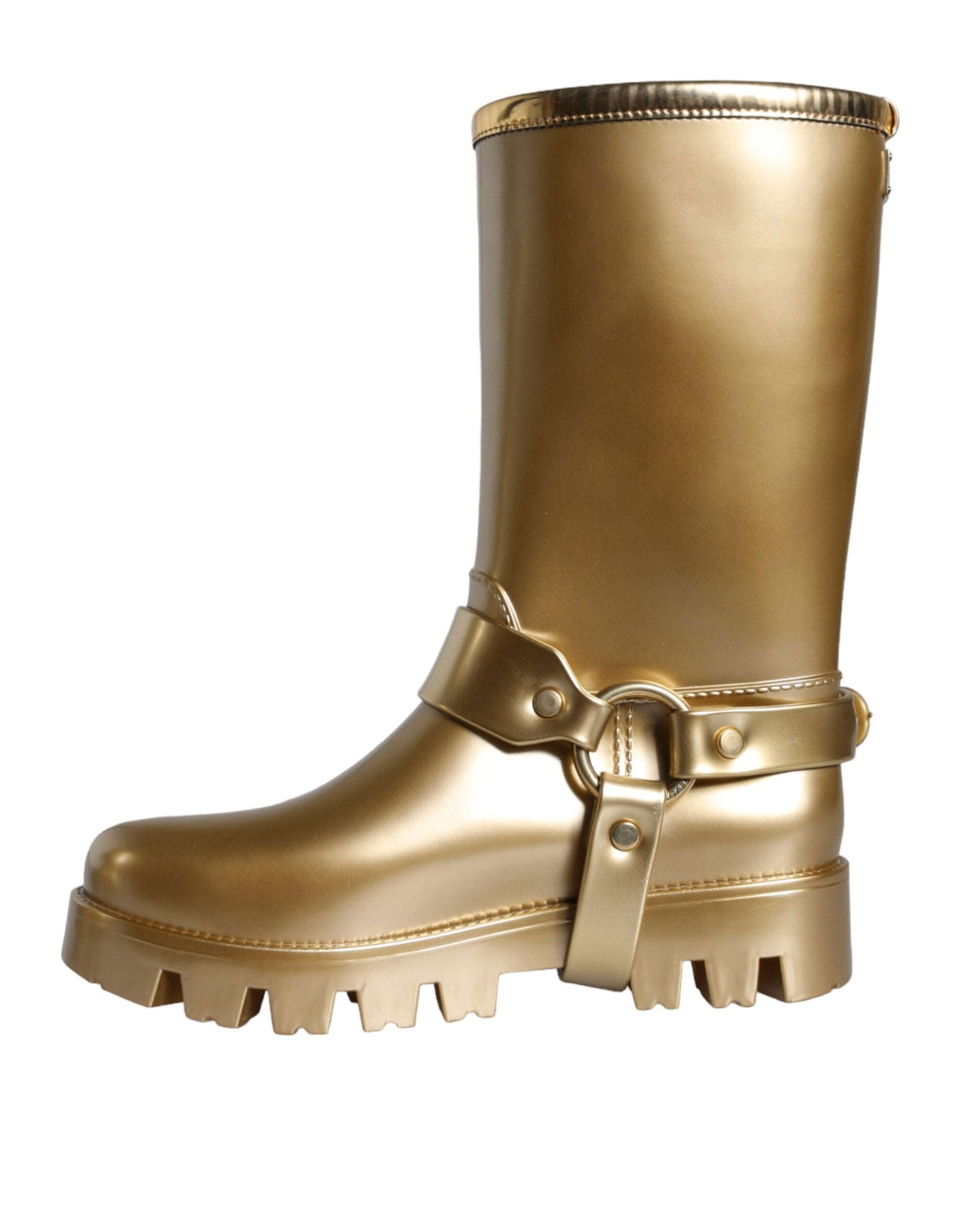 Gummistiefel aus PVC in Metallic-Gold