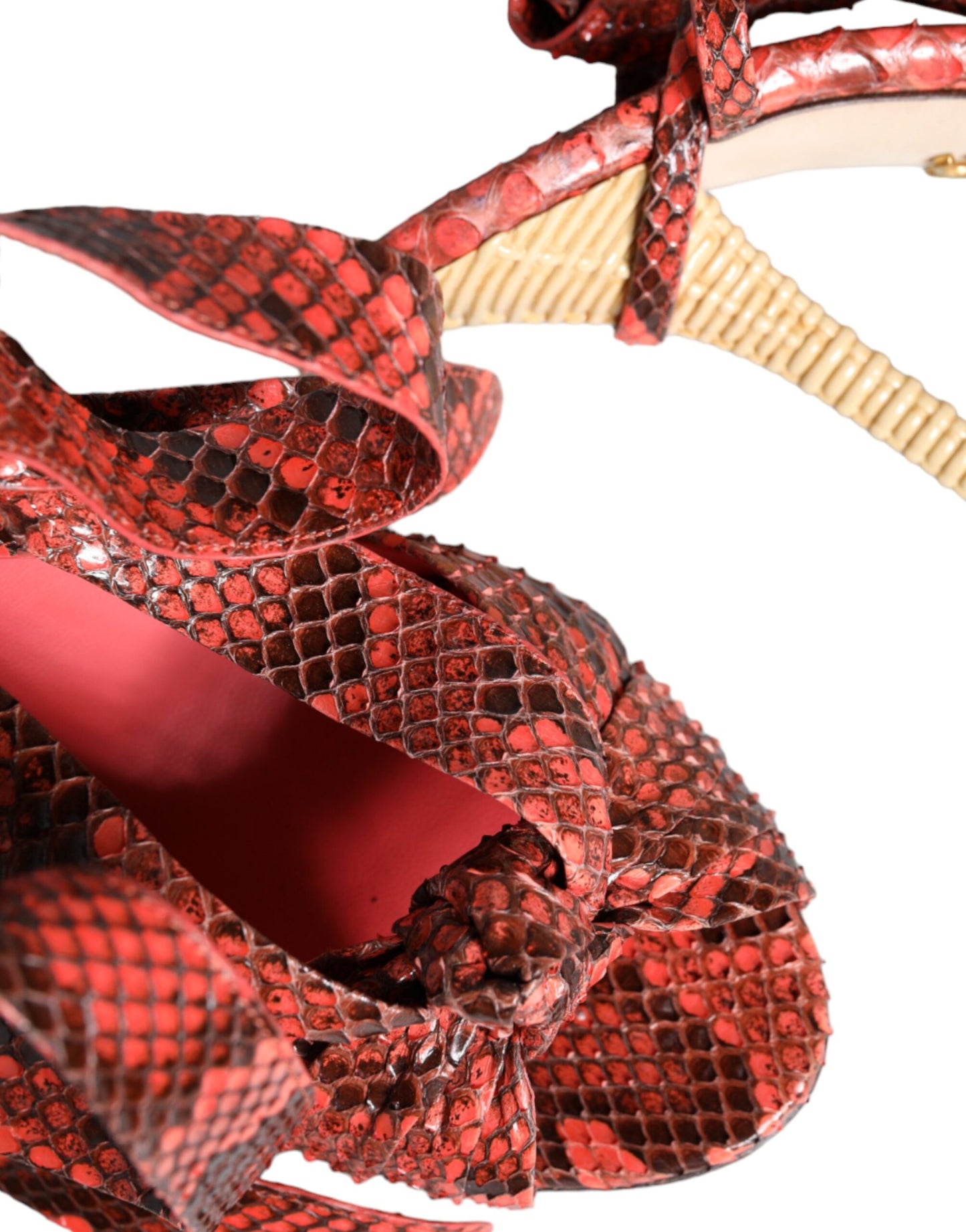 Koralle Exotische Leder Heels Sandalen Schuhe