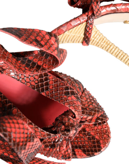 Koralle Exotische Leder Heels Sandalen Schuhe