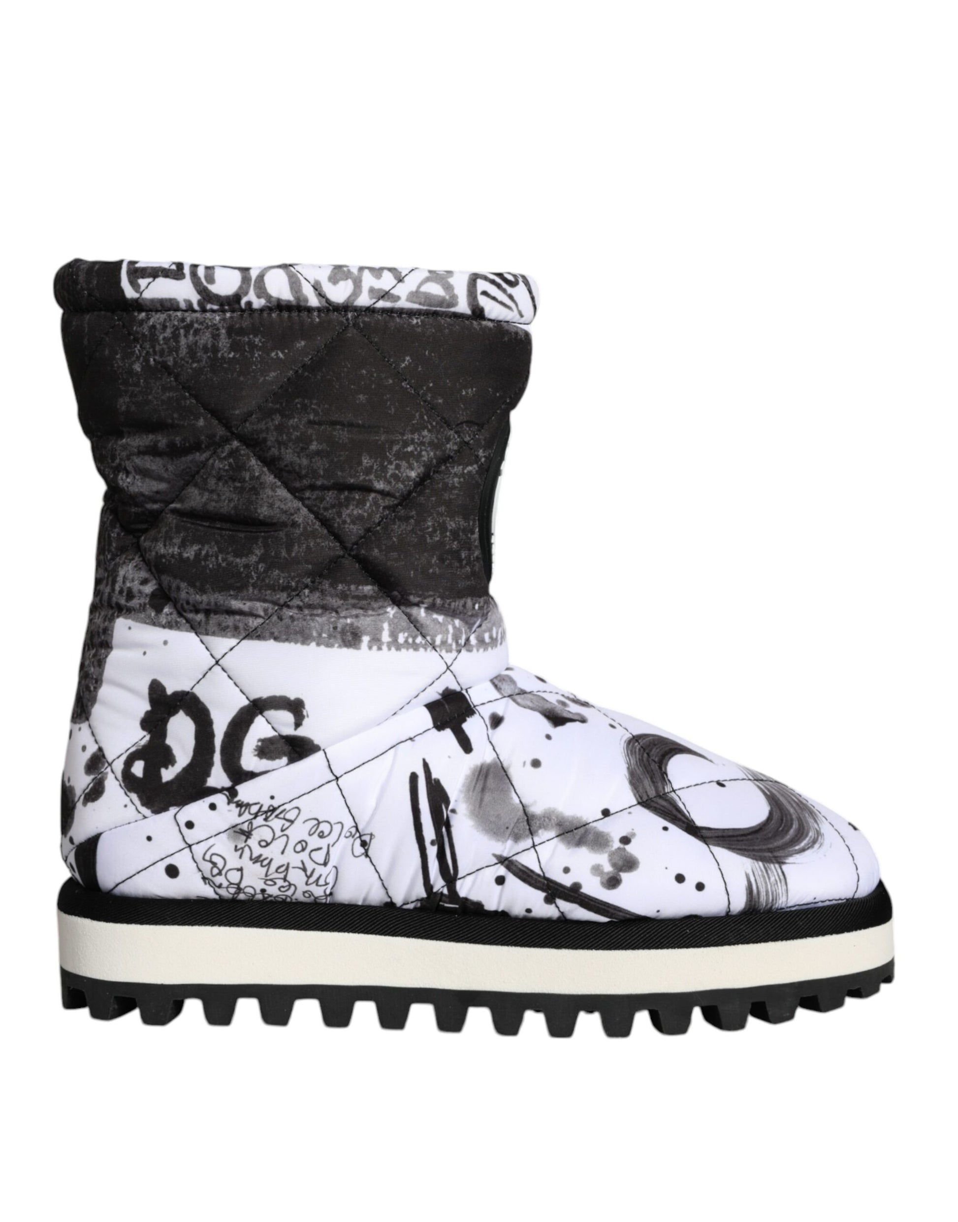 Weiße, gepolsterte Stiefel mit Logo-Print, wadenlang