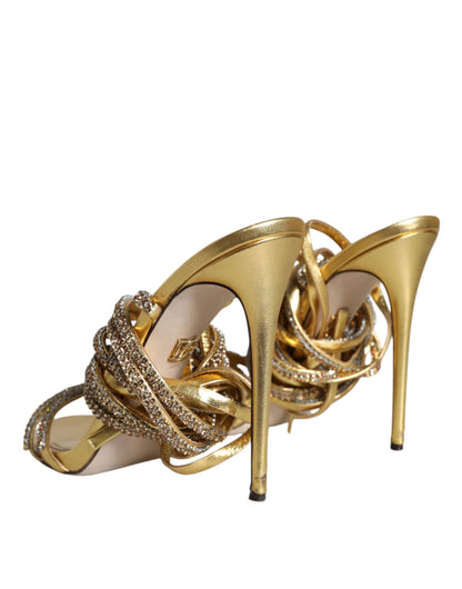 Gold Kristalle Keira Heels Sandalen Schuhe