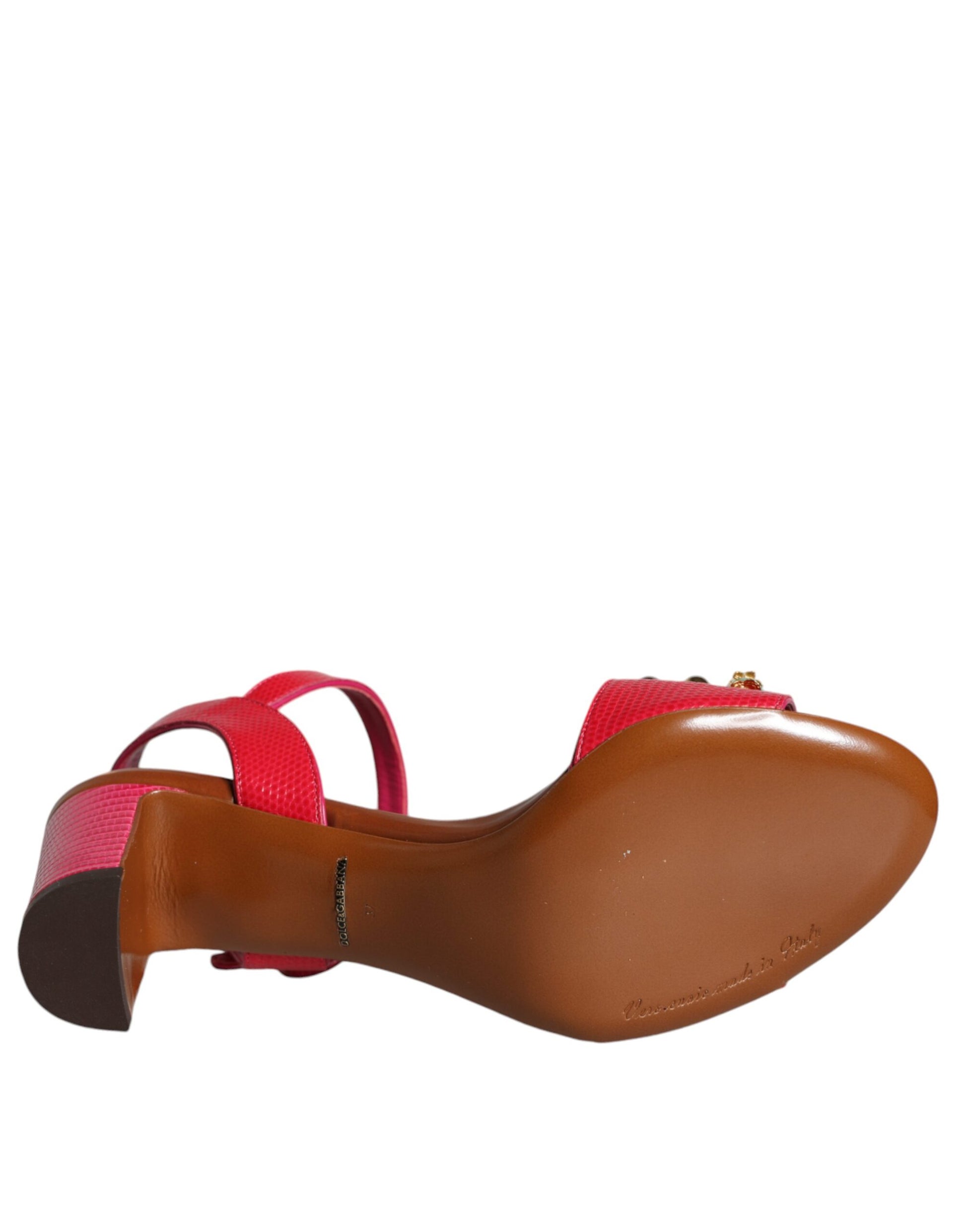 Fuchsiafarbene Sandalen „Keira“ aus verziertem Leder