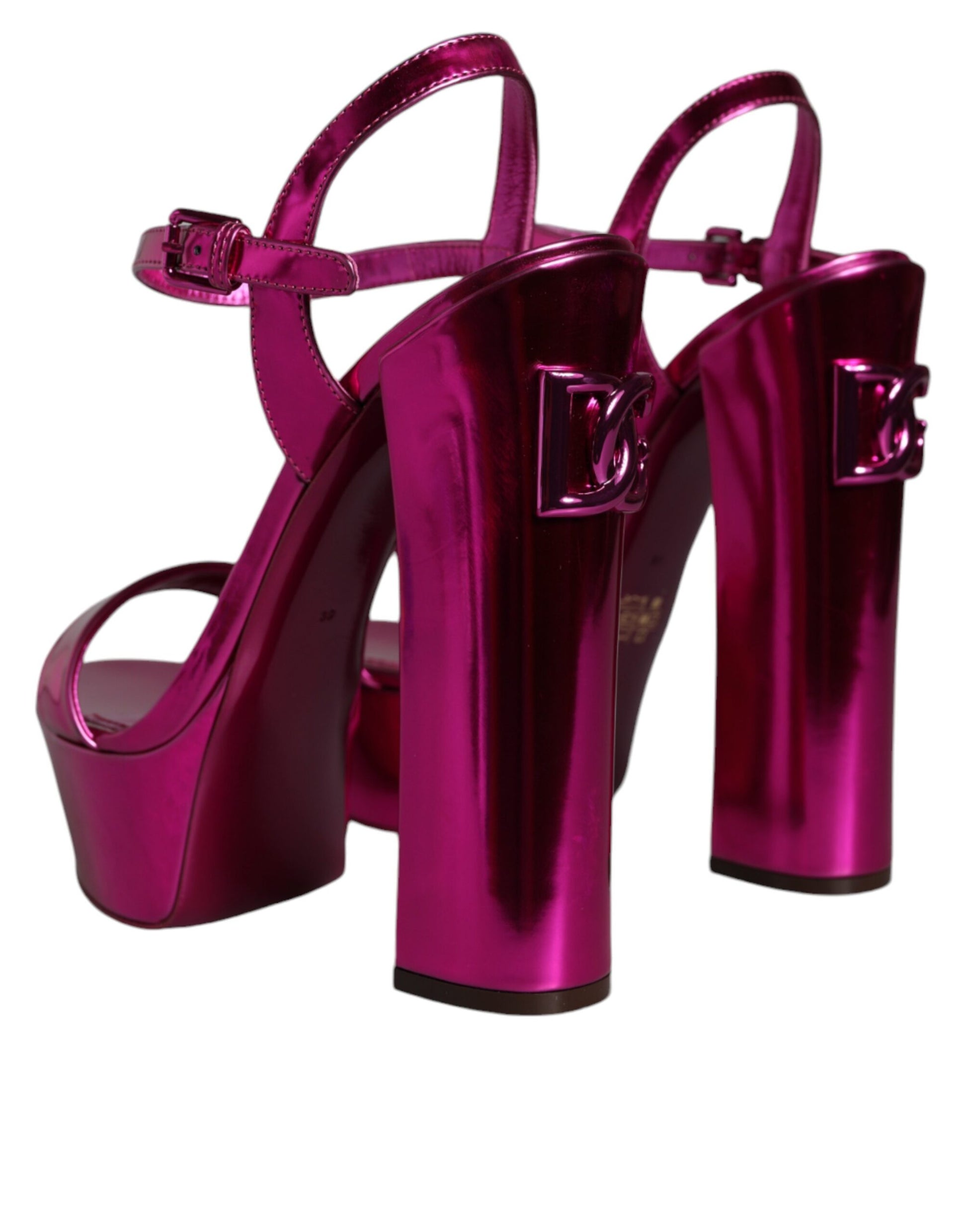 Fuchsia Leder Plateau Sandalen Keira mit Logo