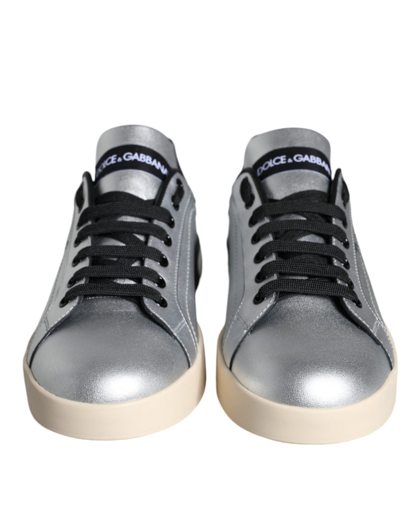 Silberne Portofino Sneakers aus Kalbsleder
