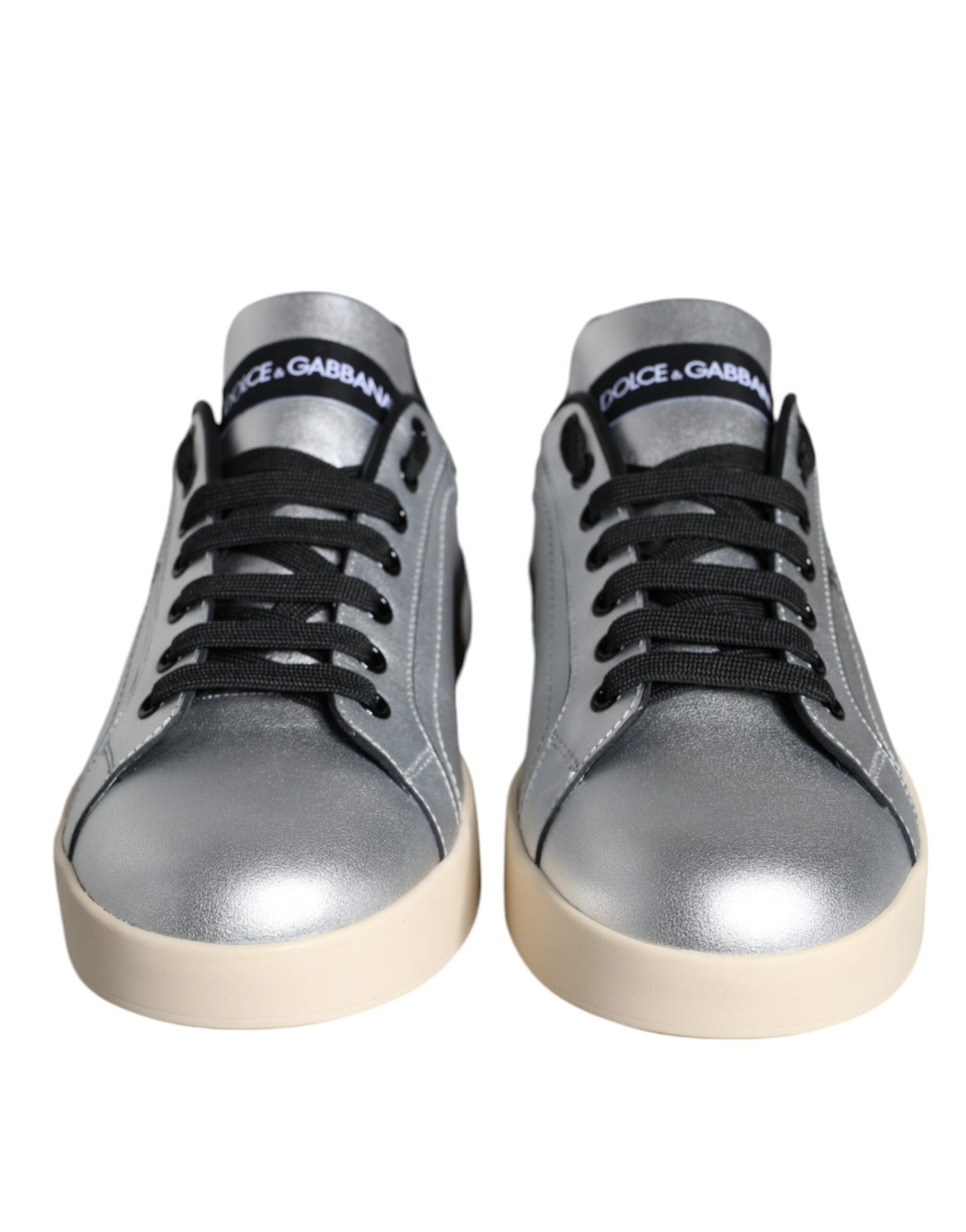 Silberne Portofino Sneakers aus Kalbsleder