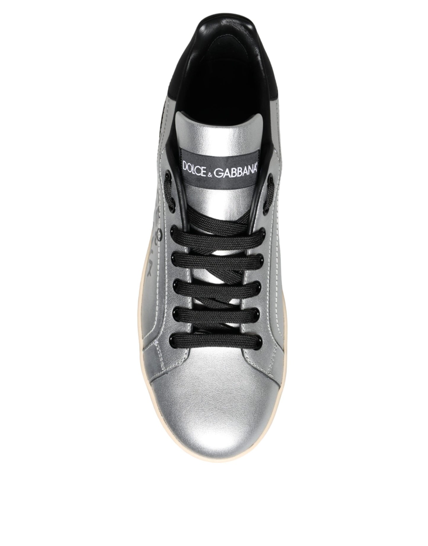 Silberne Portofino Sneakers aus Kalbsleder