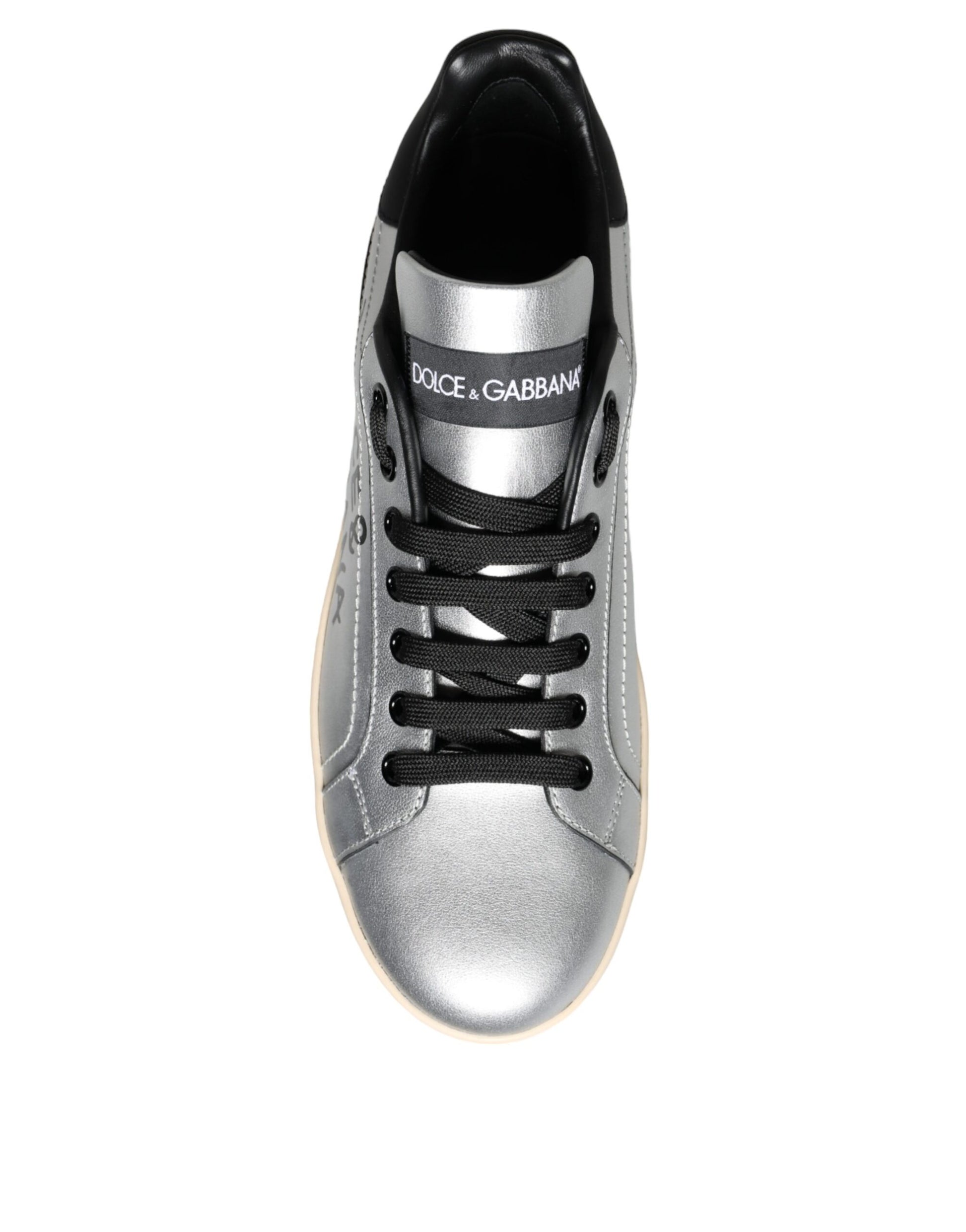 Silberne Portofino Sneakers aus Kalbsleder