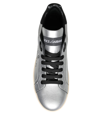 Silberne Portofino Sneakers aus Kalbsleder