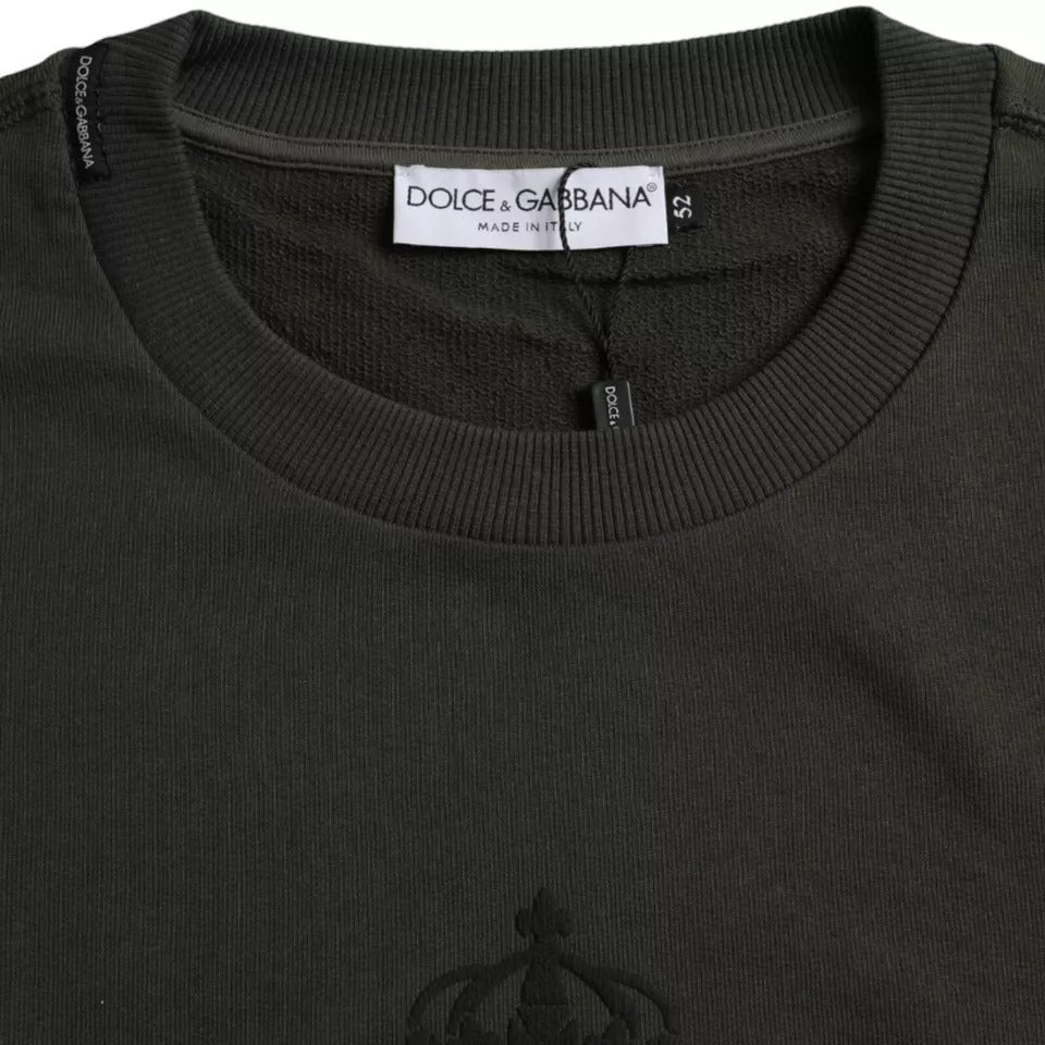 Grüner Pullover aus Baumwolle mit Rundhalsausschnitt und Logo