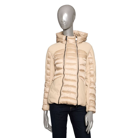Beige Polyester Women Jacket with Hood