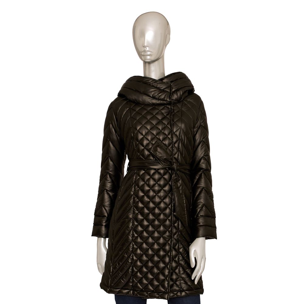 Black Polyester Women Coat
