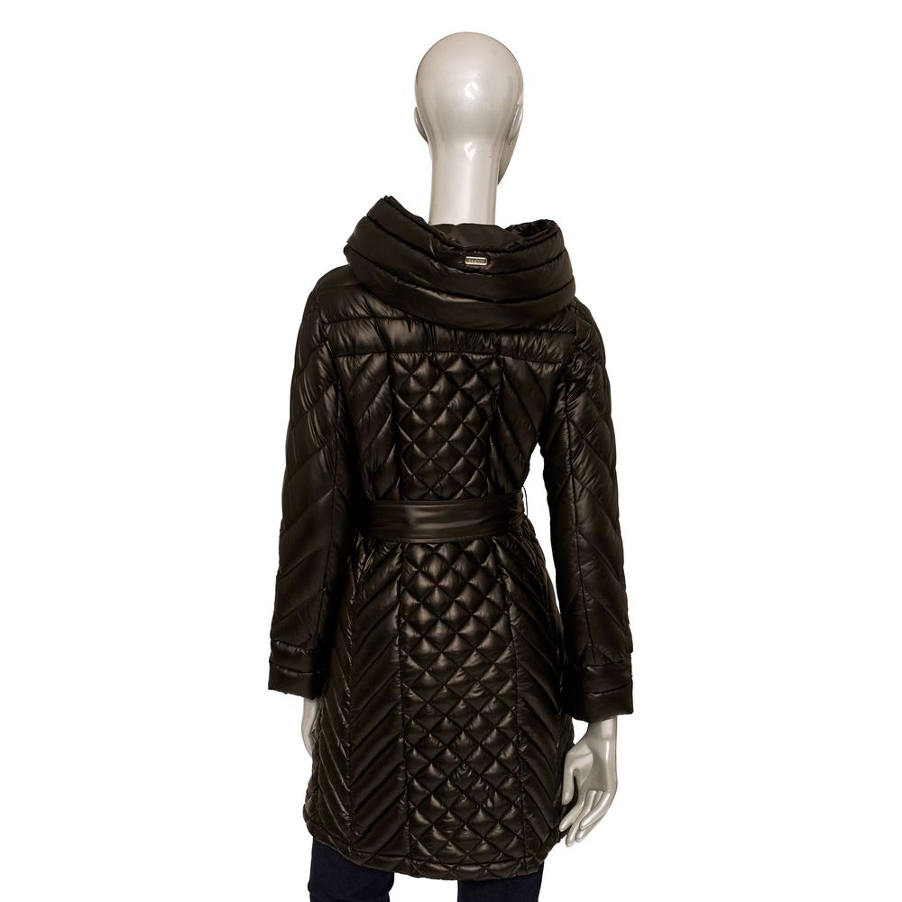 Black Polyester Women Coat