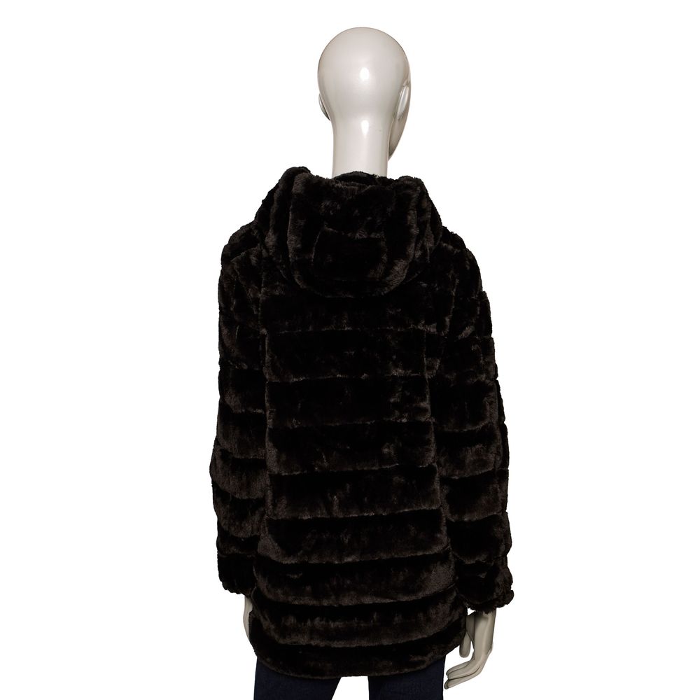 Black Polyester Women Coat