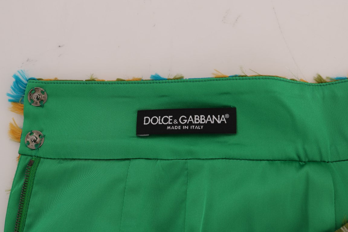 Eleganter grüner Jacquard-Rock mit hoher Taille