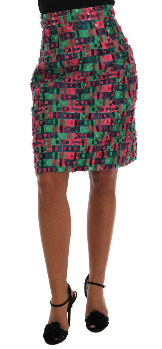 Eleganter Jacquard-Bleistiftrock mit hoher Taille