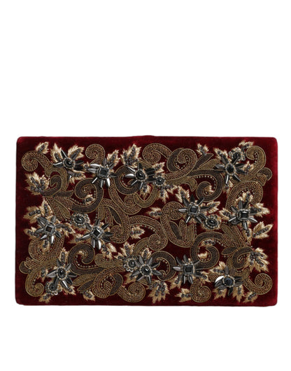 Rote Clutch aus Samt mit Goldrahmen, für Abendveranstaltungen, Partys