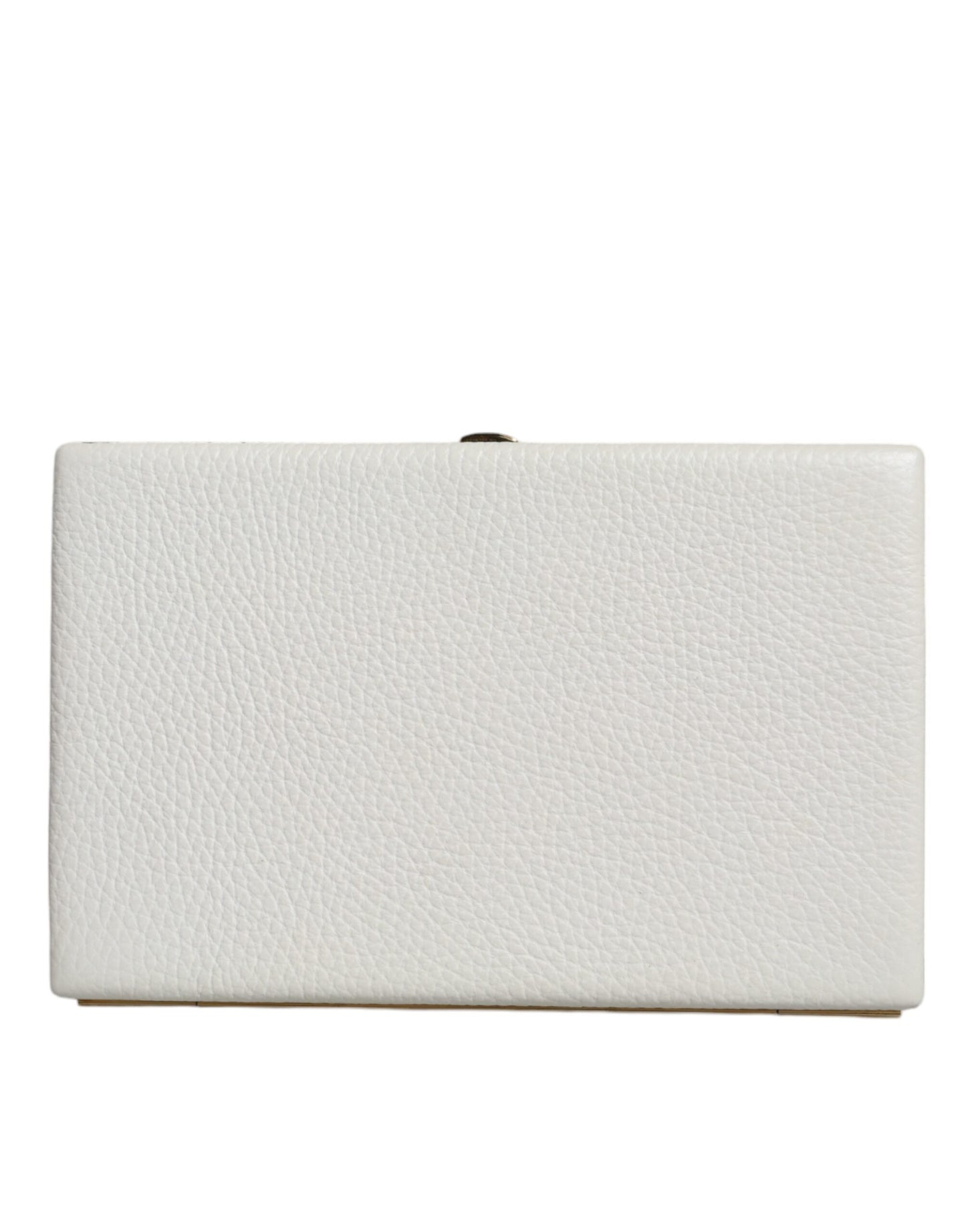 Weiße Leder Clutch mit Goldrahmen, Abendtasche, Partytasche