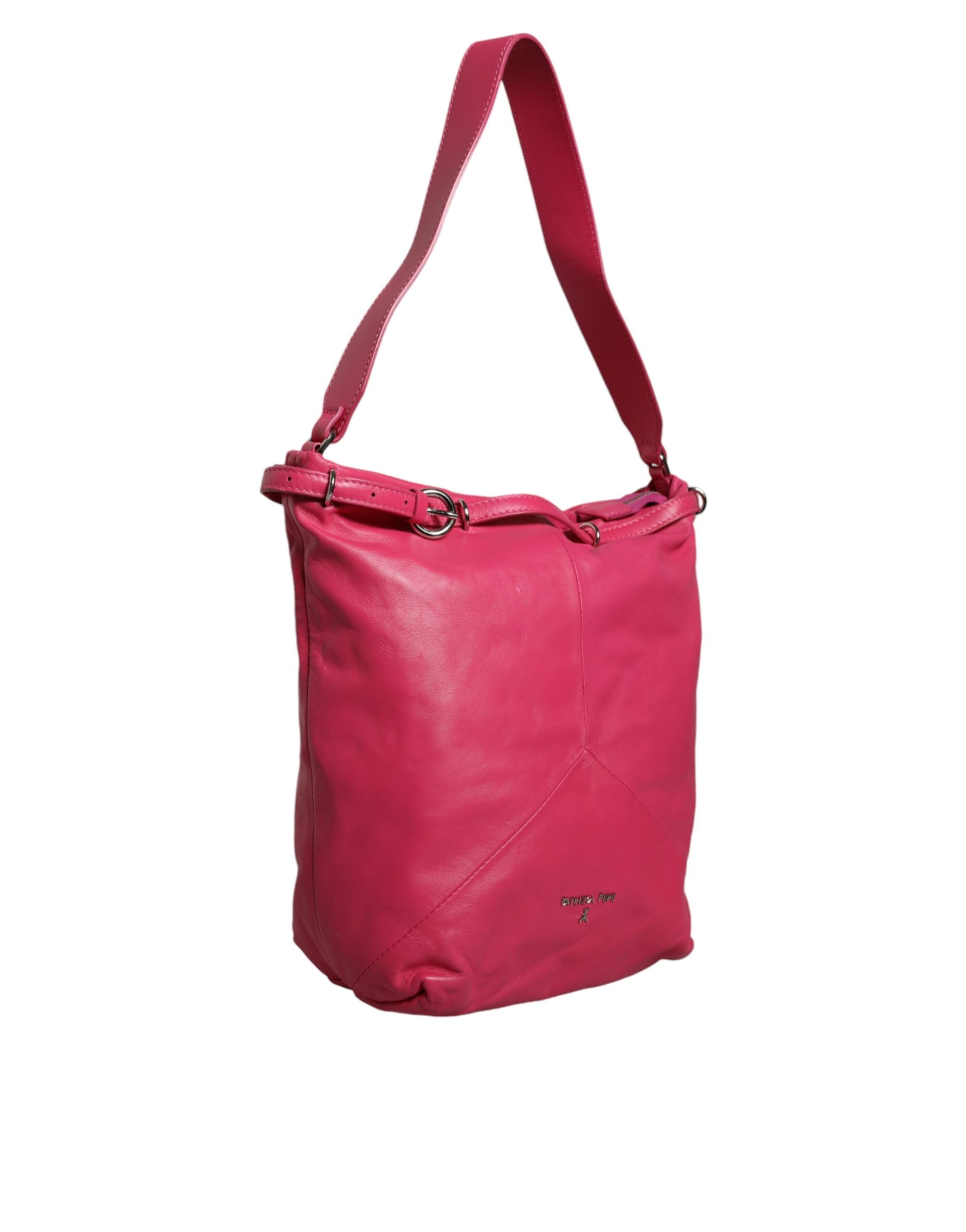 Fuchsia Rosa Leder Schultertasche Handtasche