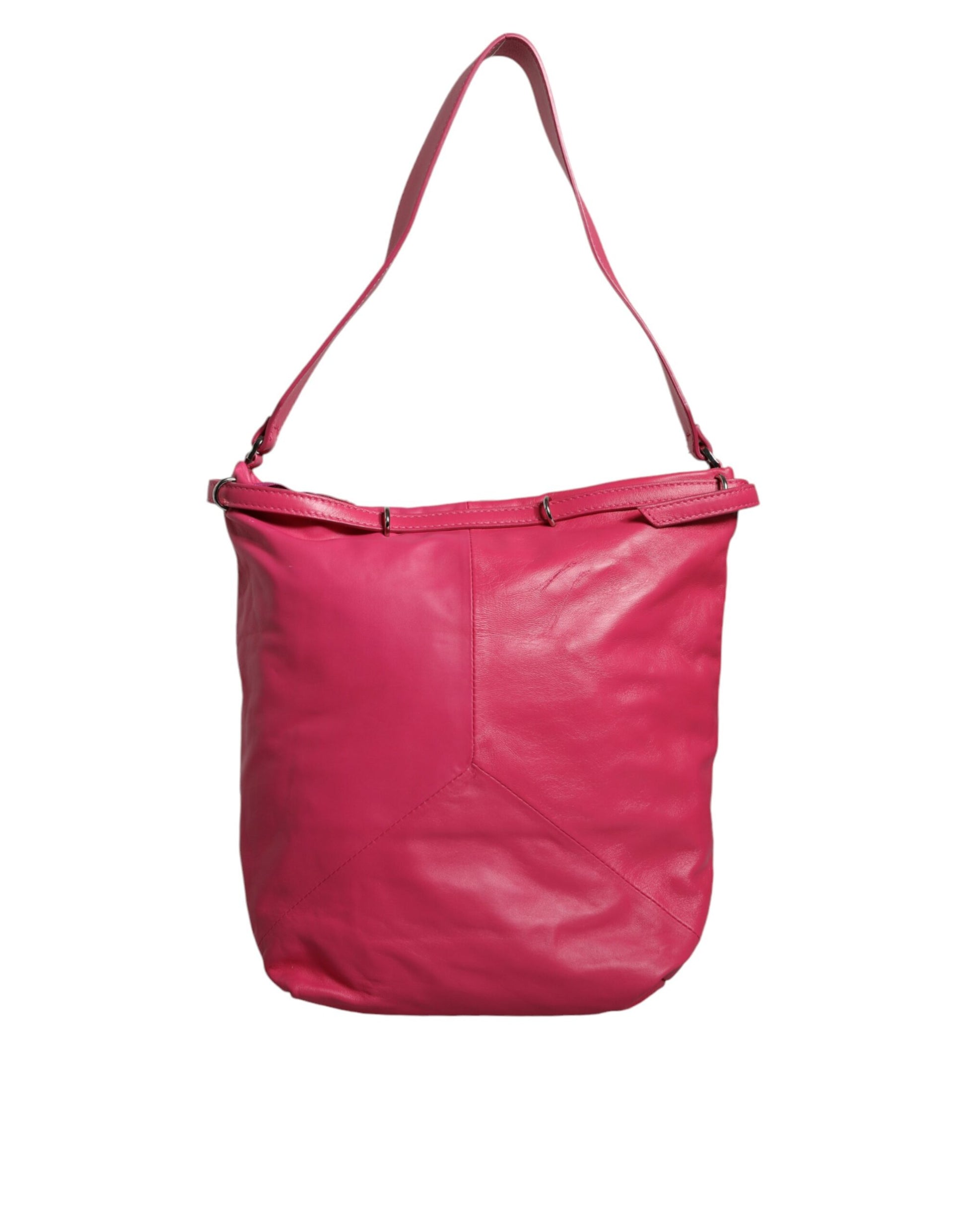 Fuchsia Rosa Leder Schultertasche Handtasche