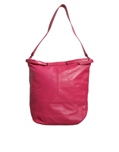 Fuchsia Rosa Leder Schultertasche Handtasche
