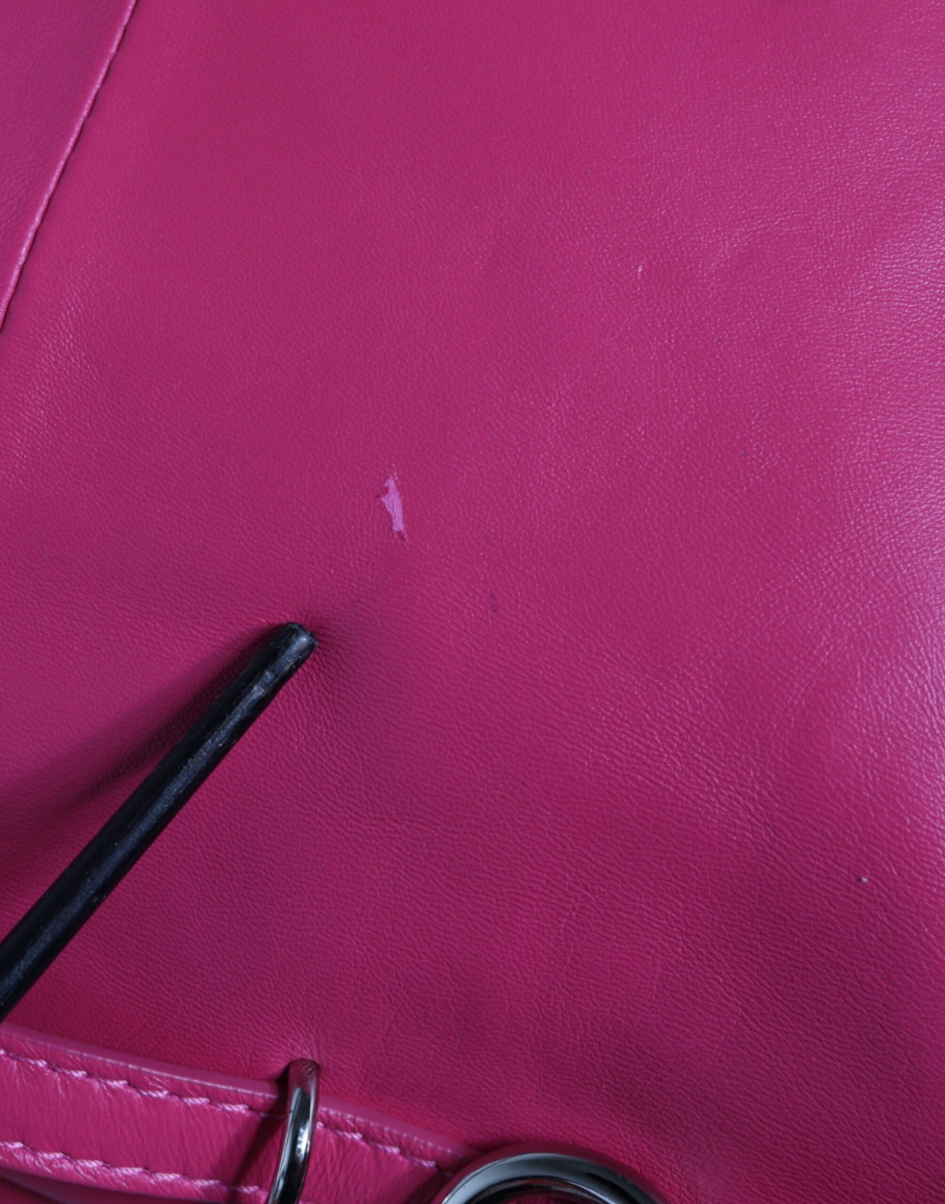 Fuchsia Rosa Leder Schultertasche Handtasche