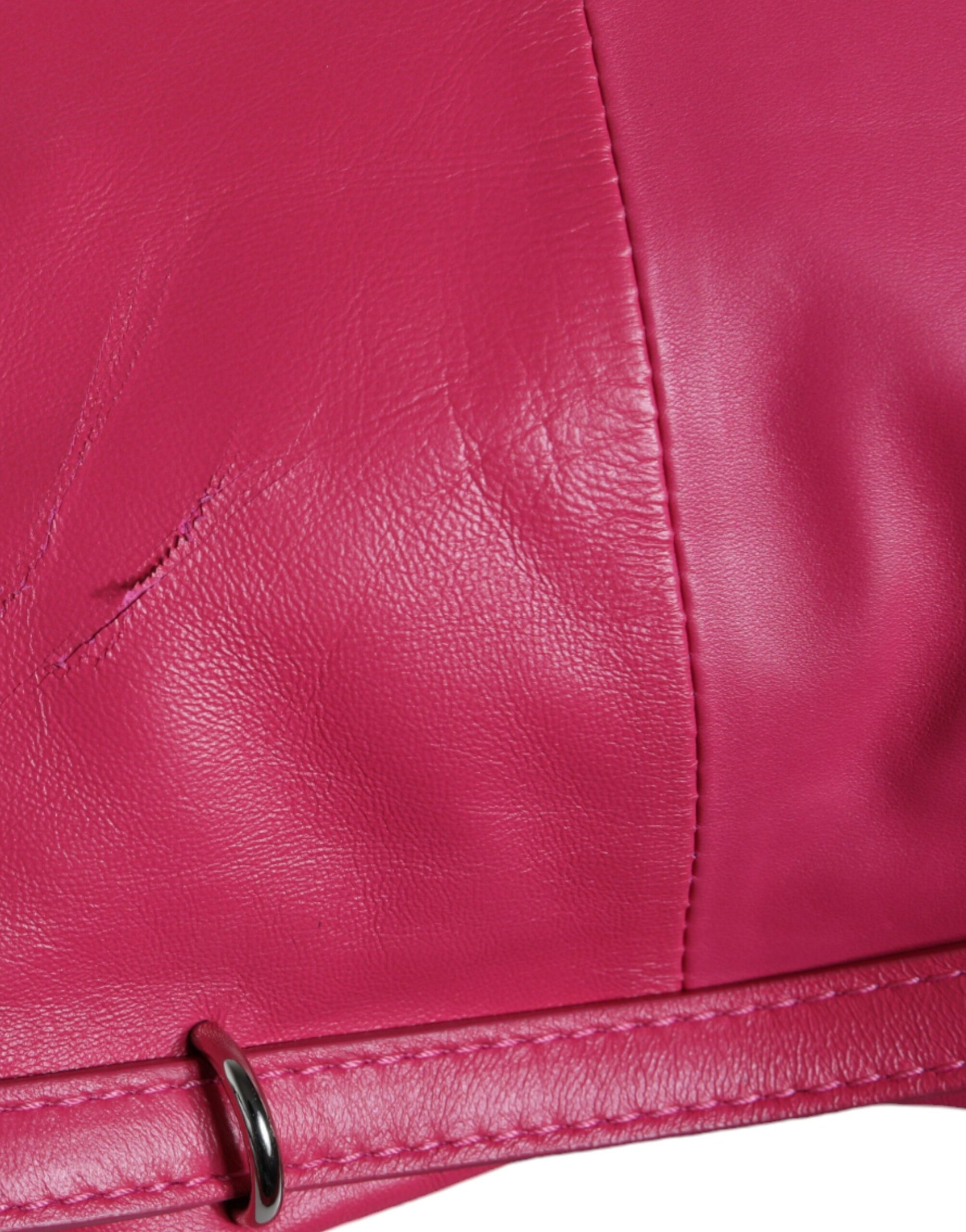 Fuchsia Rosa Leder Schultertasche Handtasche