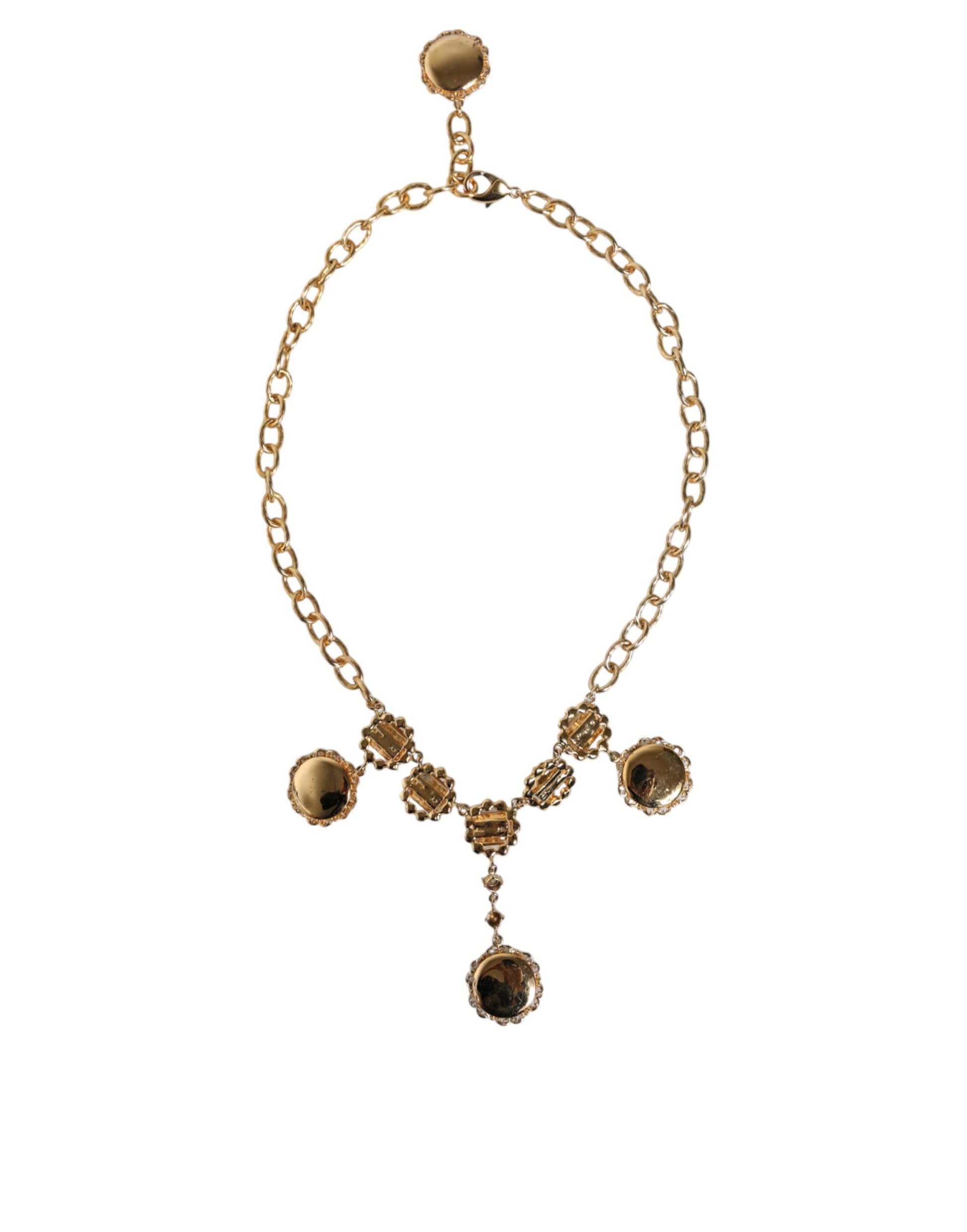 Statement-Halskette mit goldener Kette und Kristalluhr aus Messing