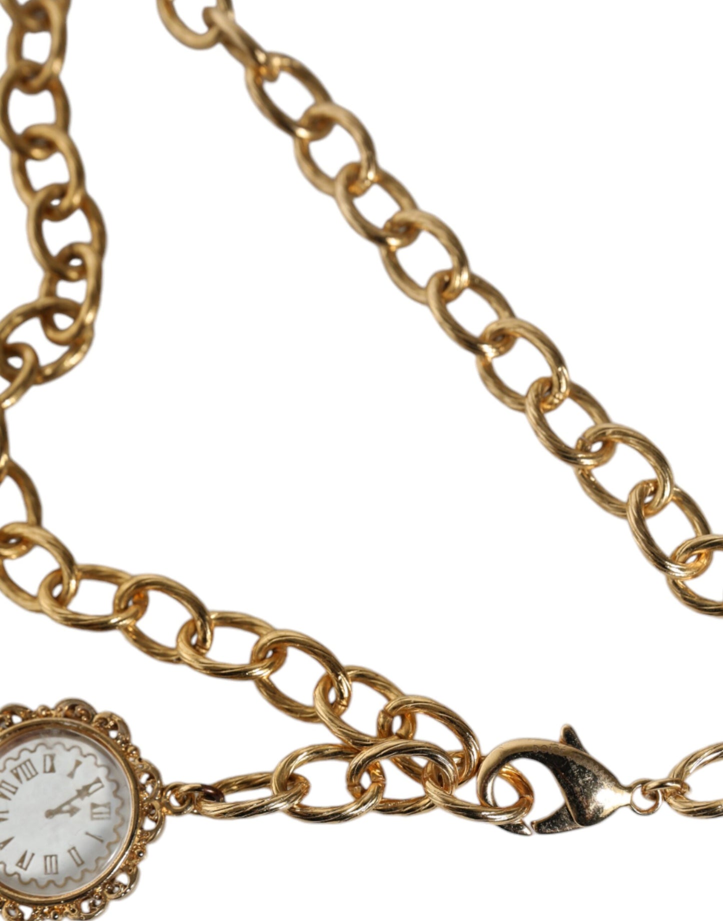 Statement-Halskette mit goldener Kette und Kristalluhr aus Messing