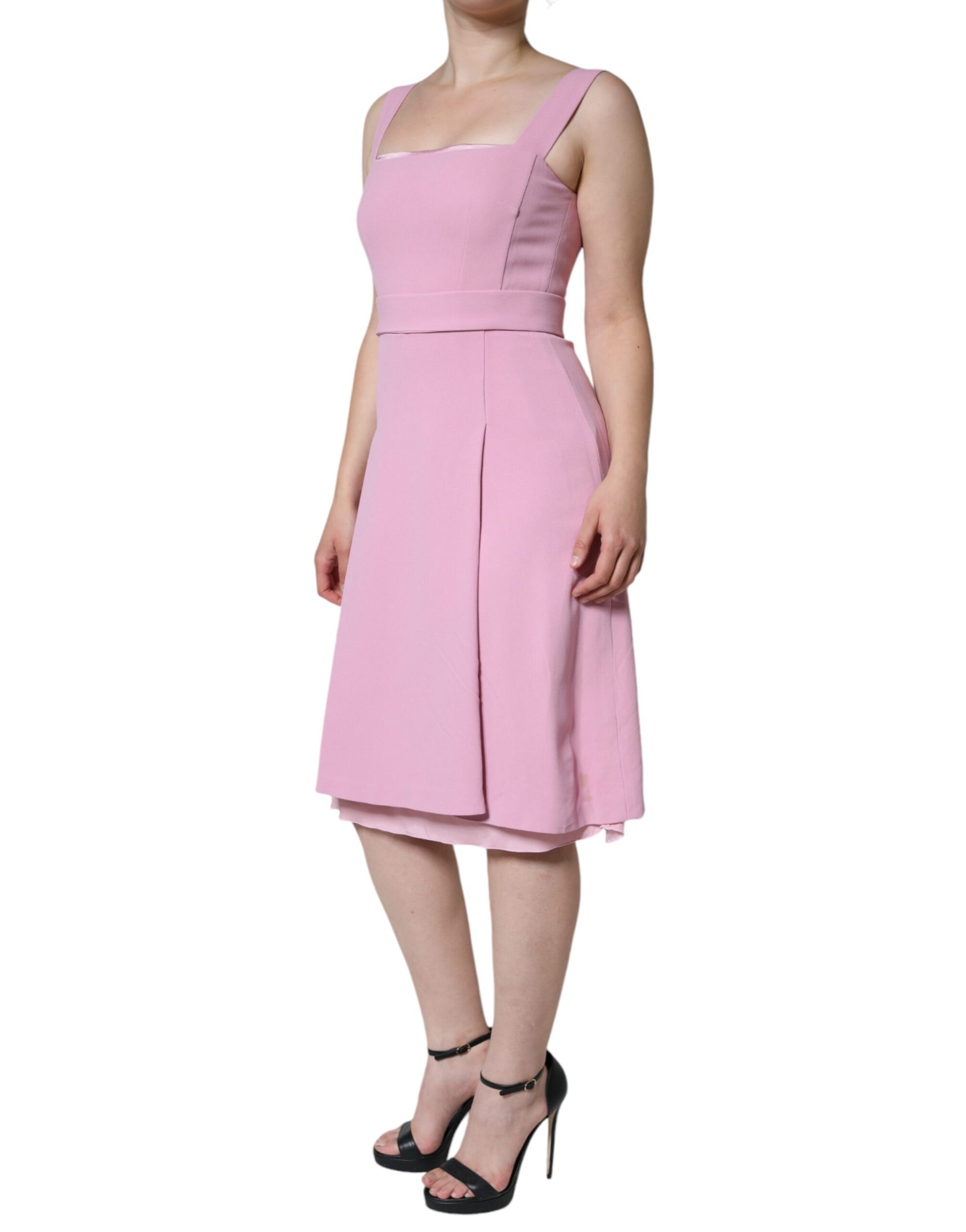 Rosa, ausgestelltes ärmelloses Kleid aus Viskose in A-Linie
