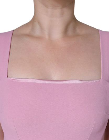 Rosa, ausgestelltes ärmelloses Kleid aus Viskose in A-Linie