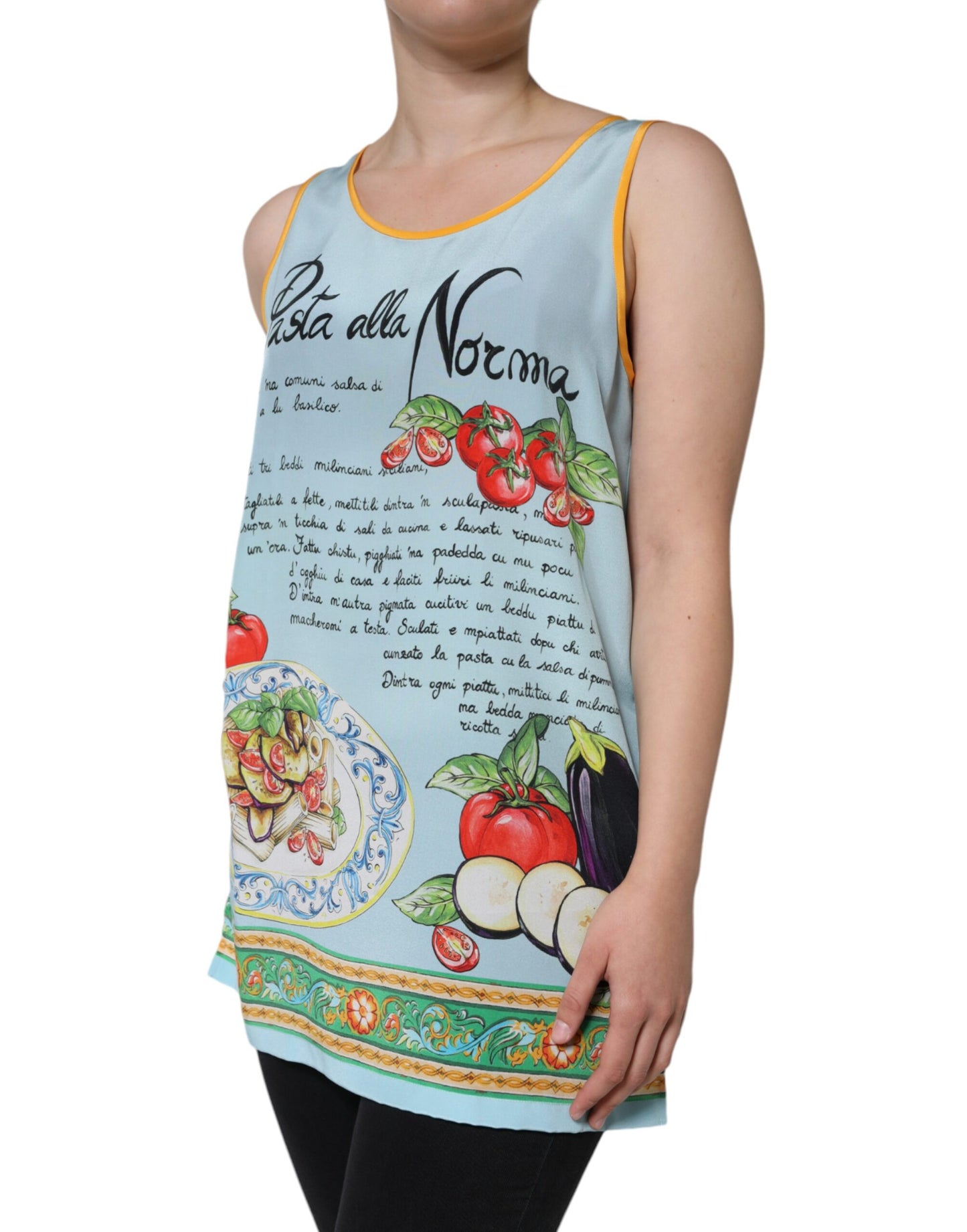 Mehrfarbiges Tanktop mit Pasta Alla Norma-Print