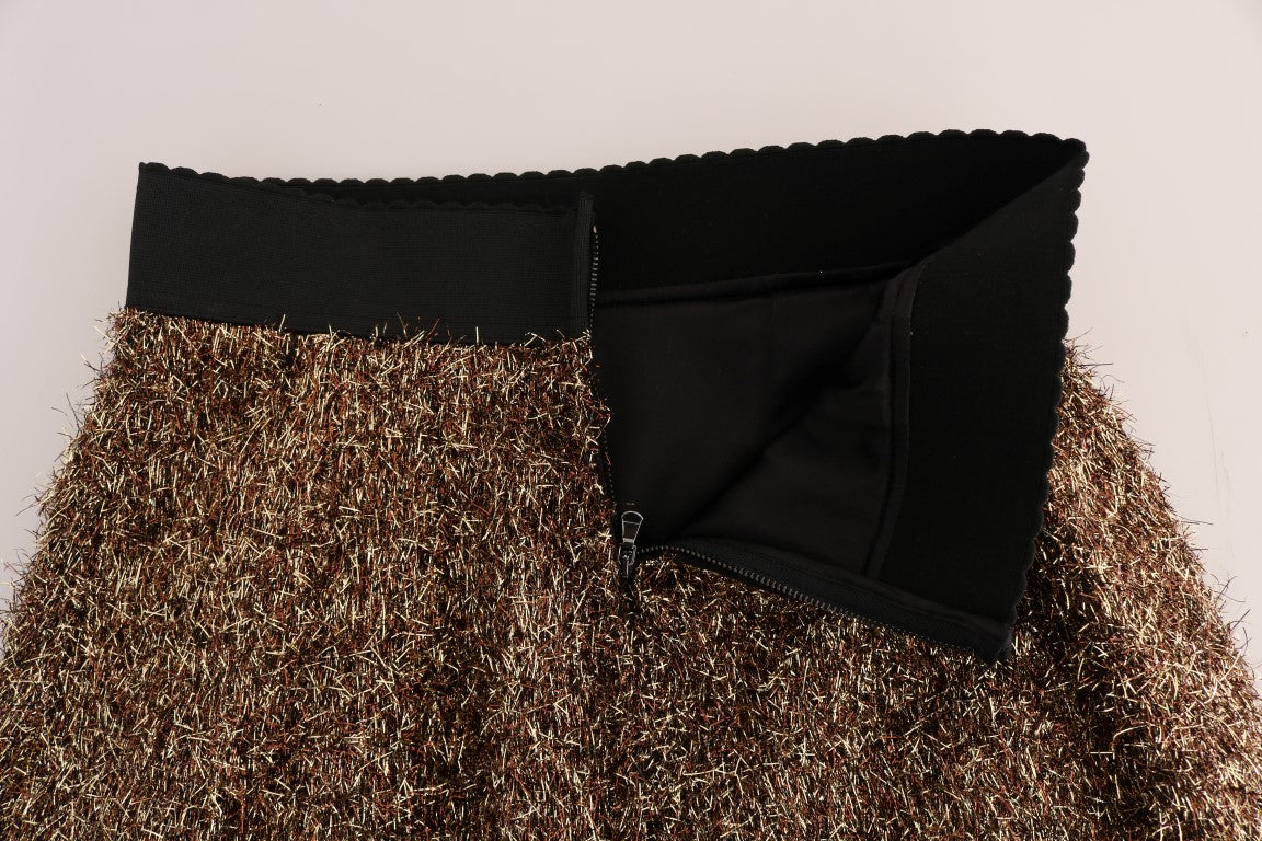 Eleganter Bleistiftrock mit hoher Taille und goldenen Fransen