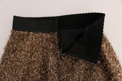 Eleganter Bleistiftrock mit hoher Taille und goldenen Fransen
