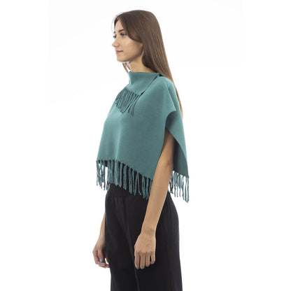 Grüner Wollponcho für Damen