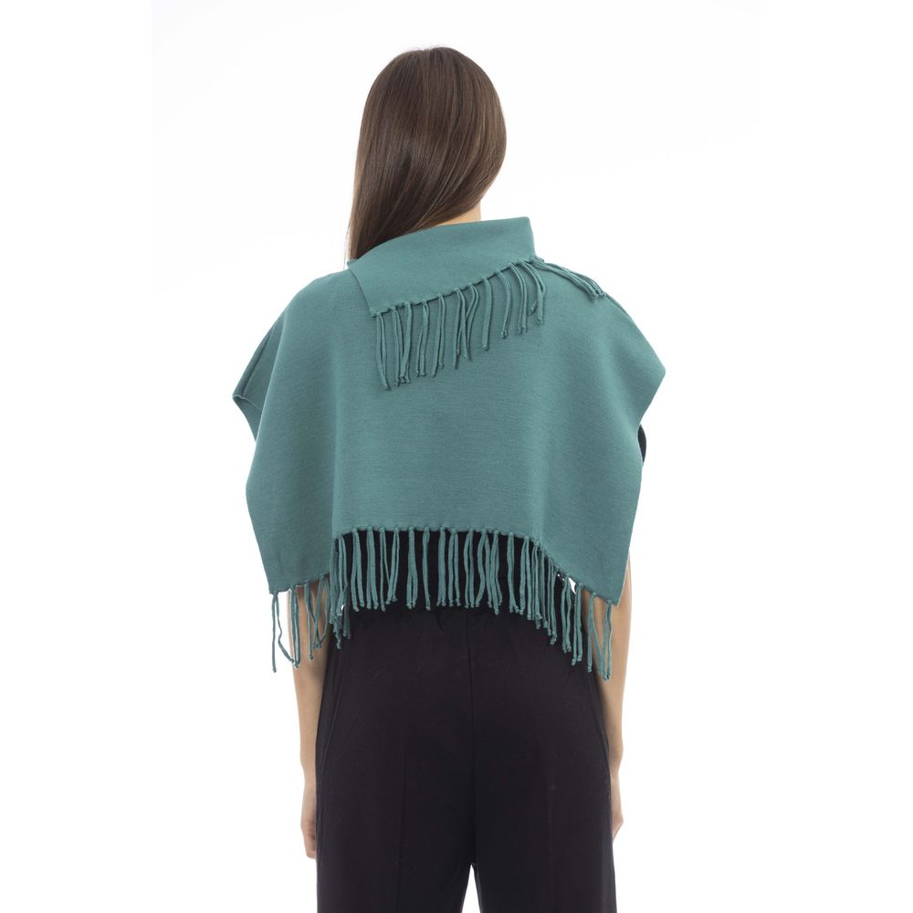 Grüner Wollponcho für Damen