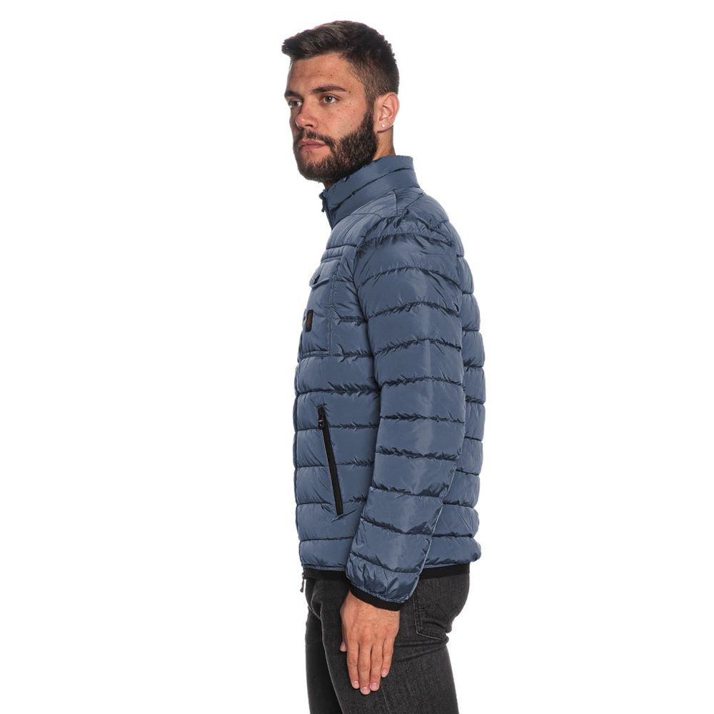 Light Blue Nylon Men Jacket