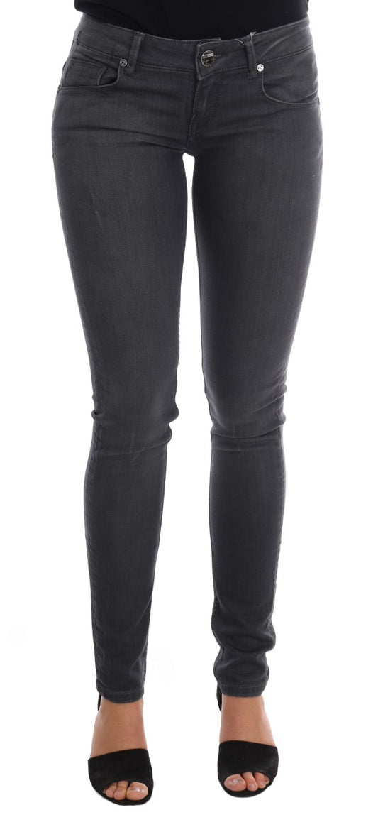 Schicke, graue Slim-Fit Designer-Jeans