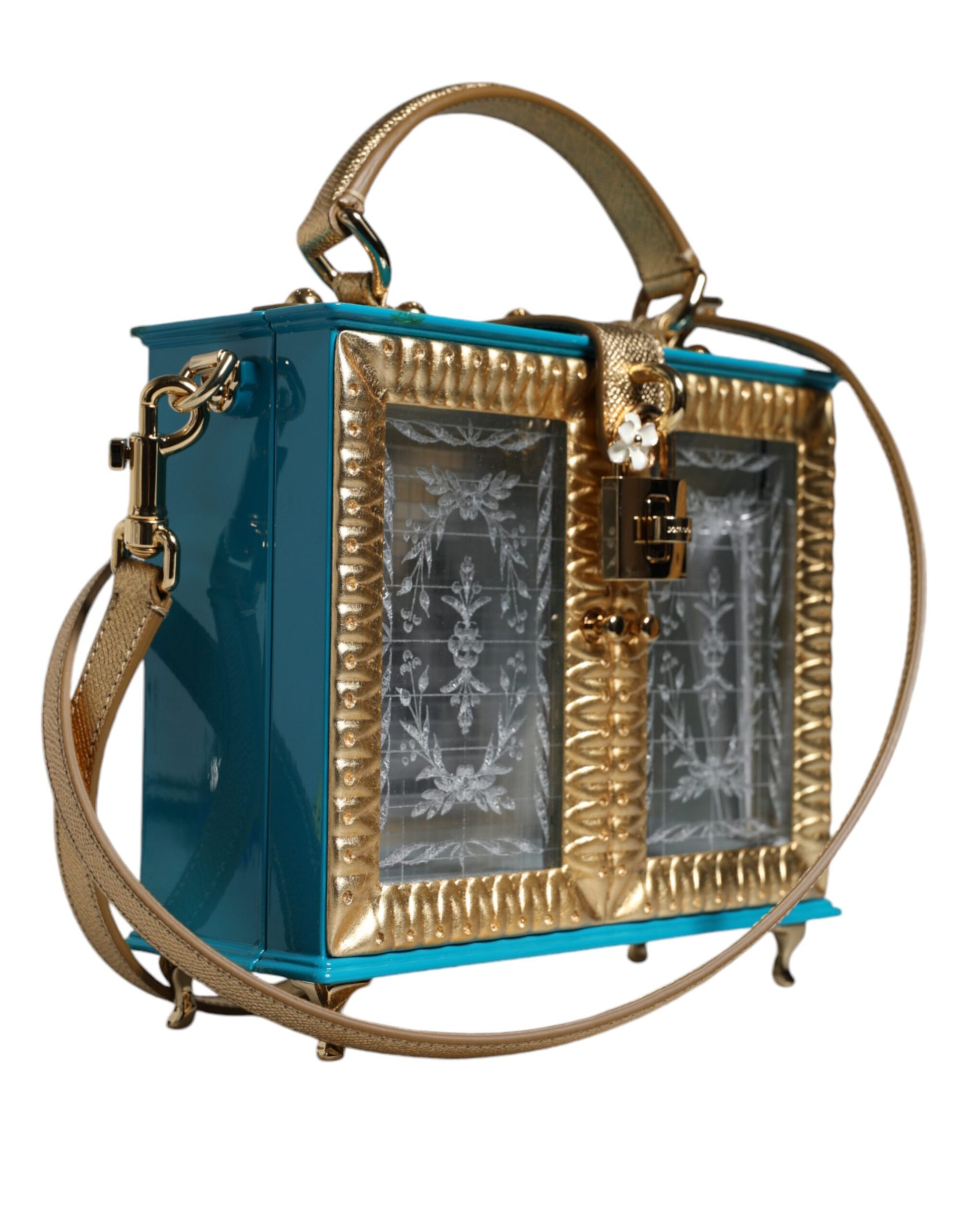 Mehrfarbige Clutch aus Holz und Leder